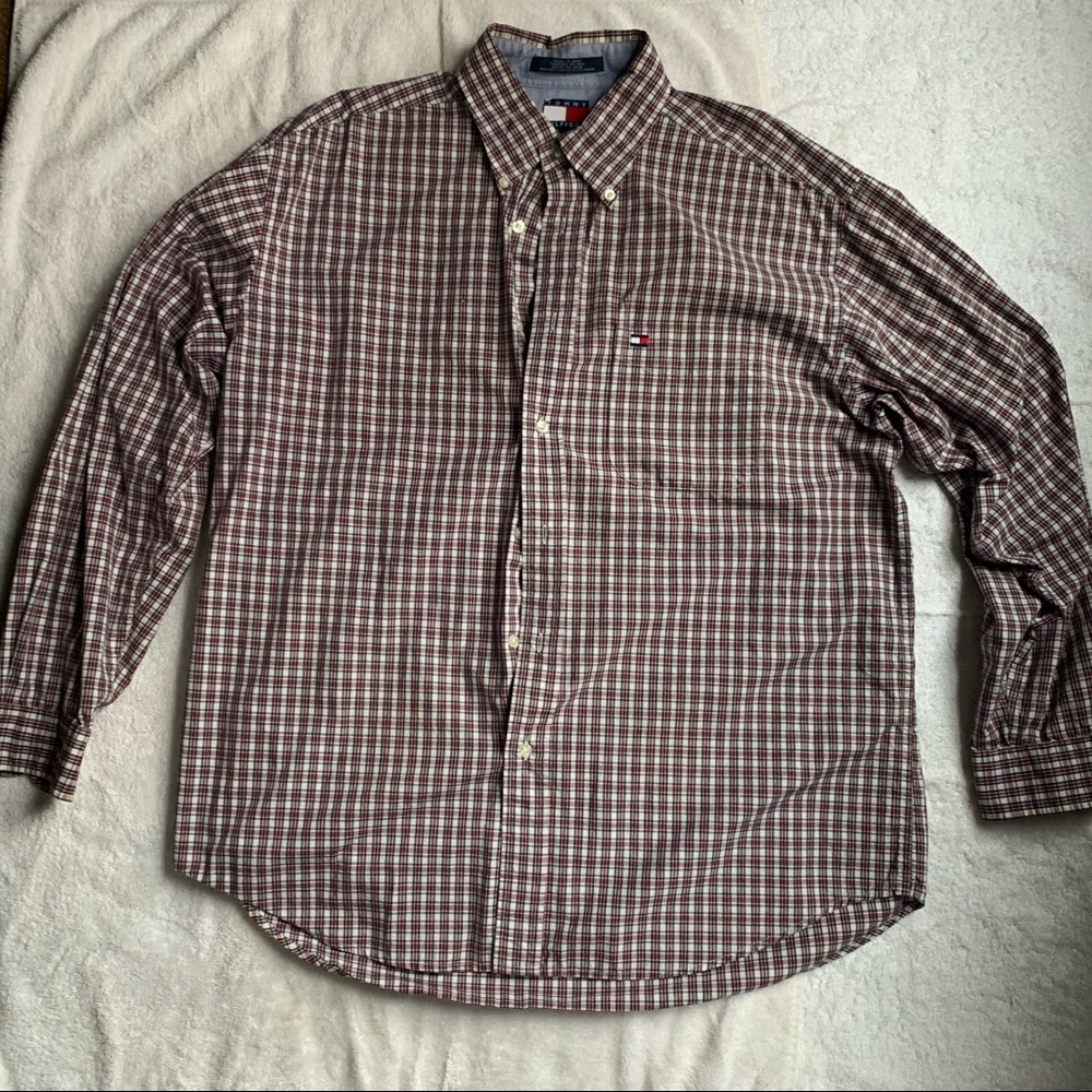 Red Plaid Tommy Hilfiger Men’s L Button Down Shirt